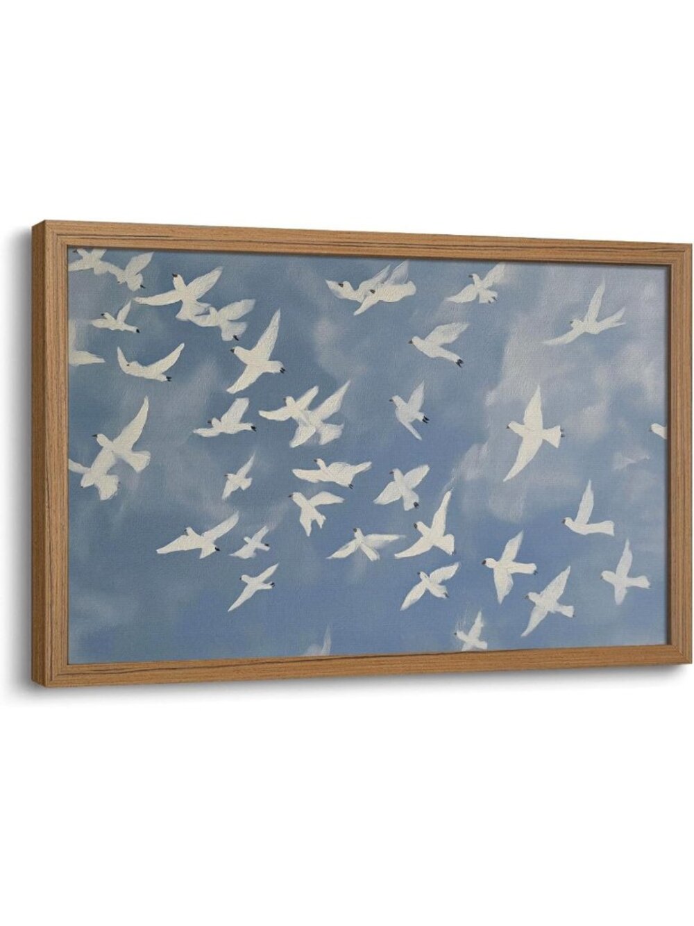 Vintage Blue Flying Bird Wall Art | Abstract Nature Decor for Living Room